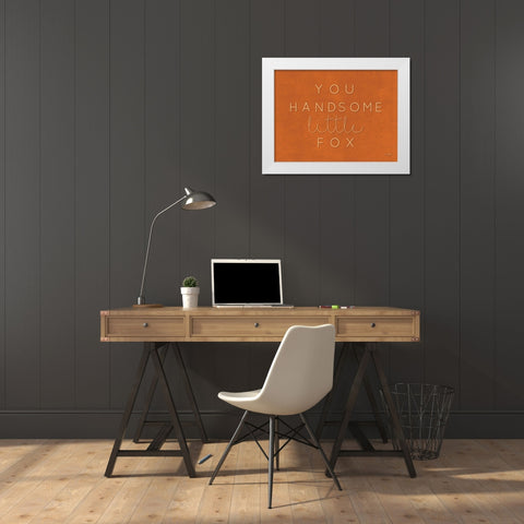 You Handsome Little Fox White Modern Wood Framed Art Print by Jaxn Blvd.