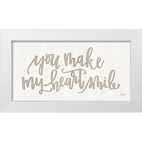 You Make My Heart Smile White Modern Wood Framed Art Print by Jaxn Blvd.