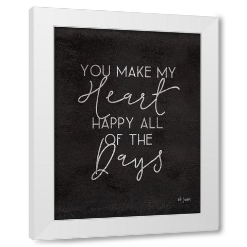 Happy Heart White Modern Wood Framed Art Print by Jaxn Blvd.