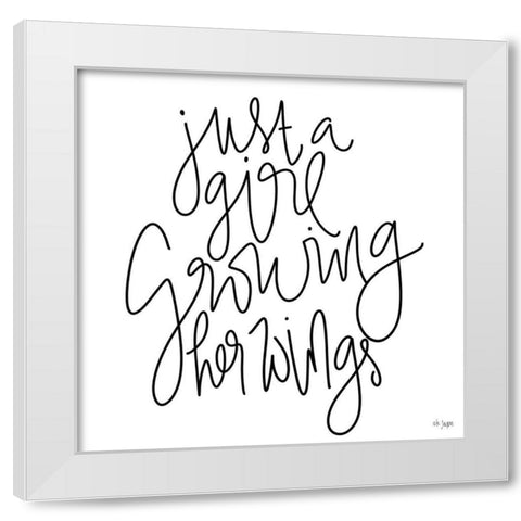 Growing Her Wings     White Modern Wood Framed Art Print by Jaxn Blvd.