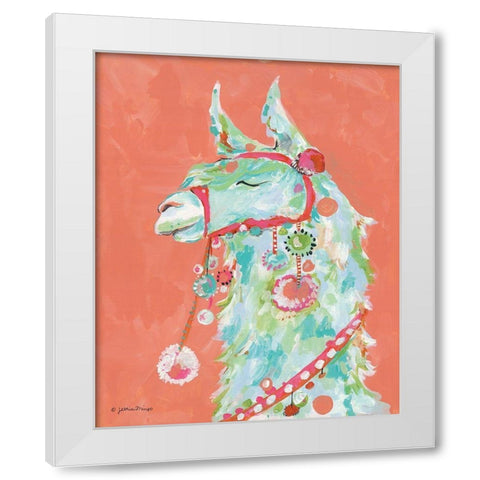 Tito the Llama White Modern Wood Framed Art Print by Mingo, Jessica