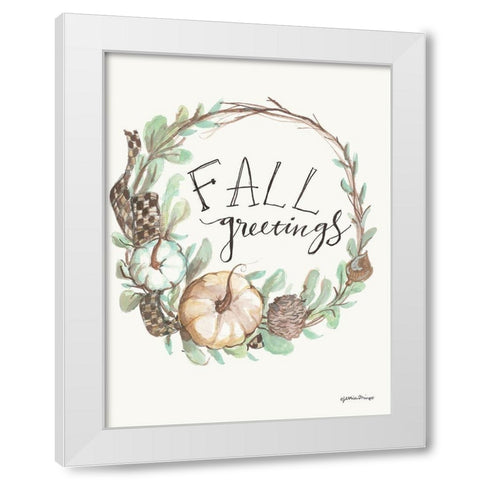 Fall Greetings White Modern Wood Framed Art Print by Mingo, Jessica