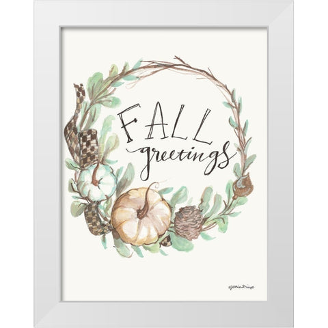 Fall Greetings White Modern Wood Framed Art Print by Mingo, Jessica