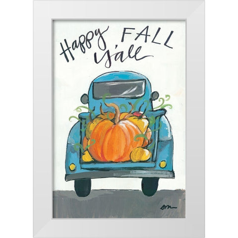 Happy Fall Yall Truck White Modern Wood Framed Art Print by Mingo, Jessica