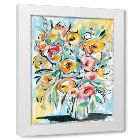 Abstract Florals White Modern Wood Framed Art Print by Mingo, Jessica
