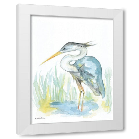 Heron White Modern Wood Framed Art Print by Mingo, Jessica