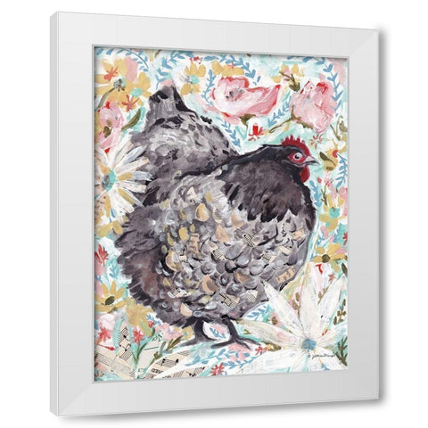 Gerty the Hen White Modern Wood Framed Art Print by Mingo, Jessica