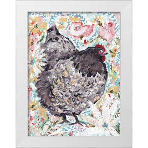 Gerty the Hen White Modern Wood Framed Art Print by Mingo, Jessica