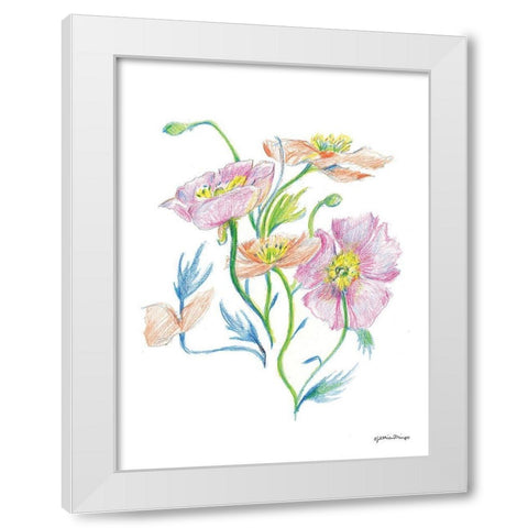 Floral Love     White Modern Wood Framed Art Print by Mingo, Jessica