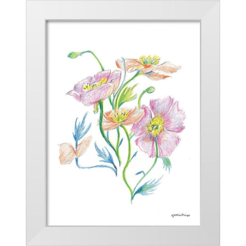 Floral Love     White Modern Wood Framed Art Print by Mingo, Jessica