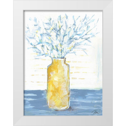 Blue Branches   White Modern Wood Framed Art Print by Mingo, Jessica