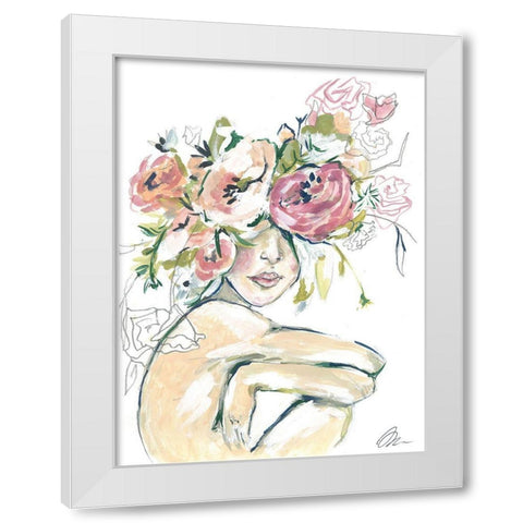Floral Woman White Modern Wood Framed Art Print by Mingo, Jessica
