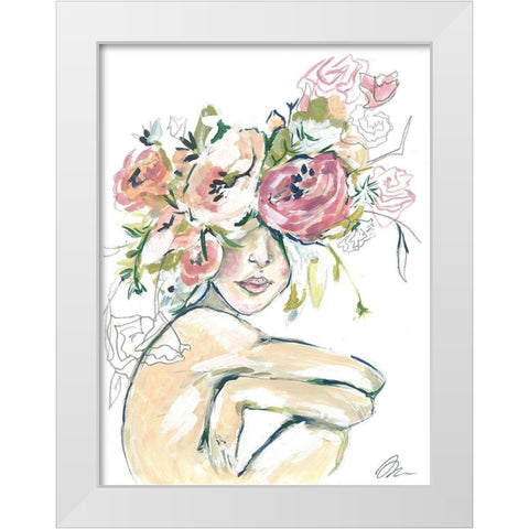 Floral Woman White Modern Wood Framed Art Print by Mingo, Jessica