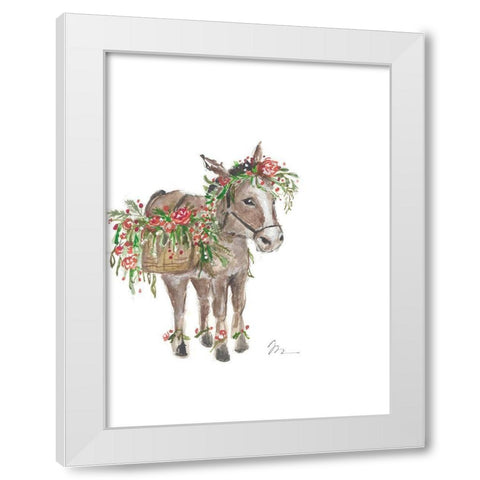 Christmas Donkey II White Modern Wood Framed Art Print by Mingo, Jessica