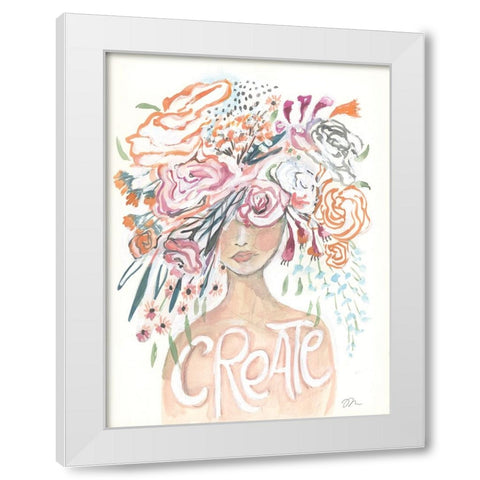 Floral Crown White Modern Wood Framed Art Print by Mingo, Jessica