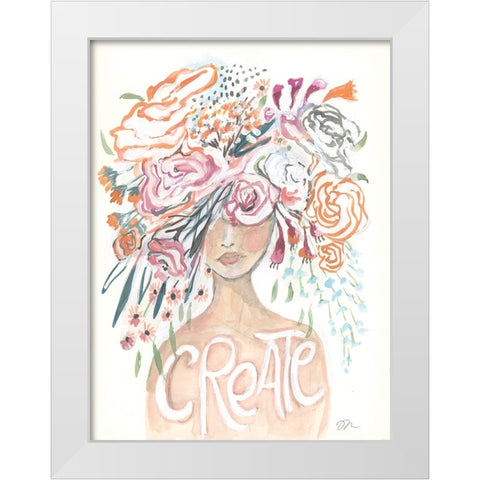 Floral Crown White Modern Wood Framed Art Print by Mingo, Jessica