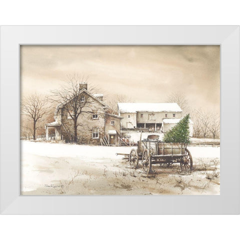 Bringing Home the Tree White Modern Wood Framed Art Print by Rossini, John