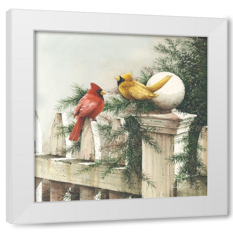The Fence Sitters White Modern Wood Framed Art Print by Rossini, John