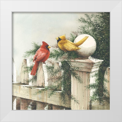 The Fence Sitters White Modern Wood Framed Art Print by Rossini, John