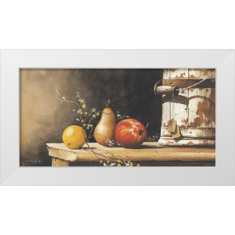 Fruit with Bucket White Modern Wood Framed Art Print by Rossini, John