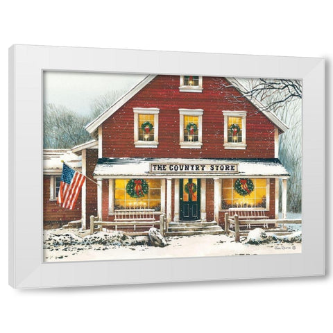Country Christmas White Modern Wood Framed Art Print by Rossini, John