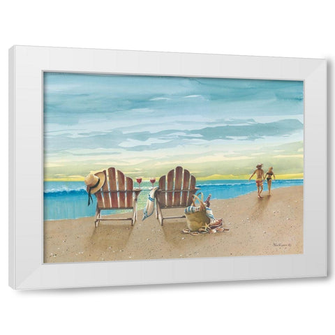 A Walk Along the Beach White Modern Wood Framed Art Print by Rossini, John