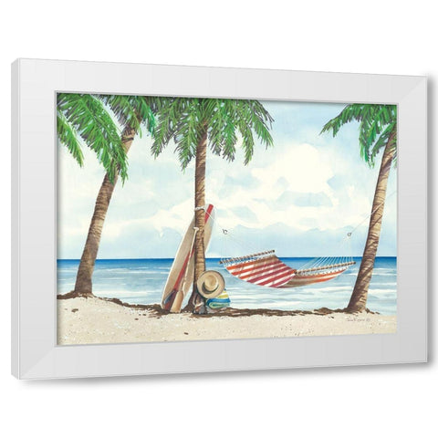 Under the Palms White Modern Wood Framed Art Print by Rossini, John