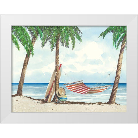 Under the Palms White Modern Wood Framed Art Print by Rossini, John