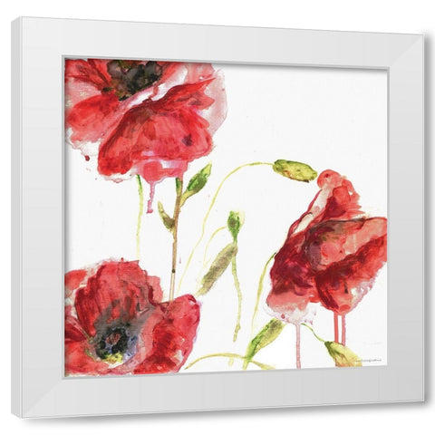 Poppies White Modern Wood Framed Art Print by Kamdon Kreations