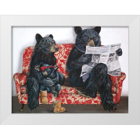 Bear-ly Present White Modern Wood Framed Art Print by Kamdon Kreations
