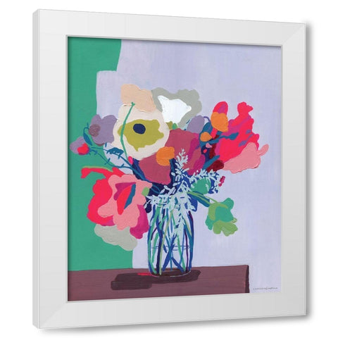 Hot Pink Cut Out White Modern Wood Framed Art Print by Kamdon Kreations