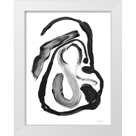 Black And White Abstract 6 White Modern Wood Framed Art Print by Kamdon Kreations