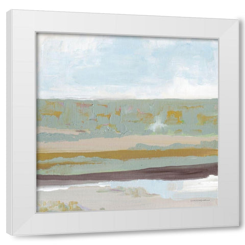 On the Horizon White Modern Wood Framed Art Print by Kamdon Kreations