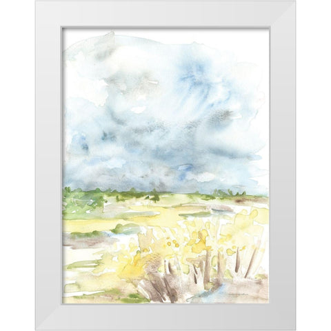 Wheat Field White Modern Wood Framed Art Print by Kamdon Kreations