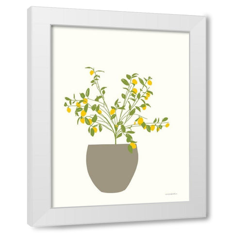Lemon Tree White Modern Wood Framed Art Print by Kamdon Kreations