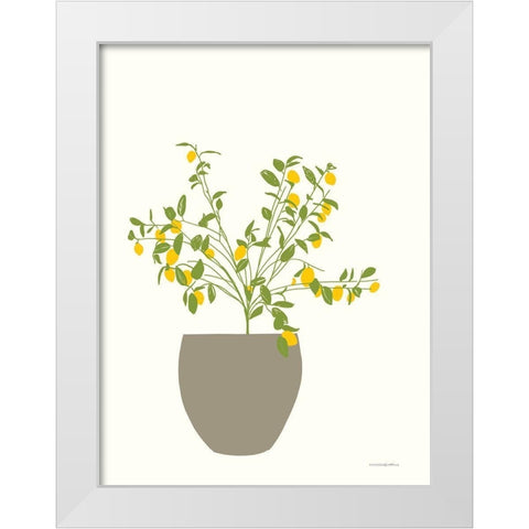 Lemon Tree White Modern Wood Framed Art Print by Kamdon Kreations