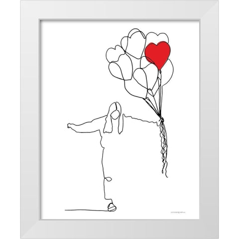 Love White Modern Wood Framed Art Print by Kamdon Kreations