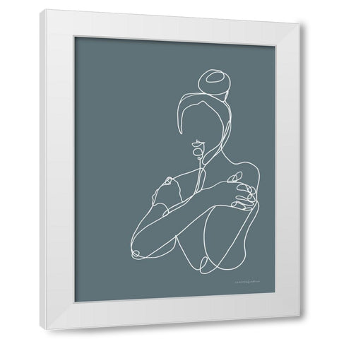Messy Bun White Modern Wood Framed Art Print by Kamdon Kreations