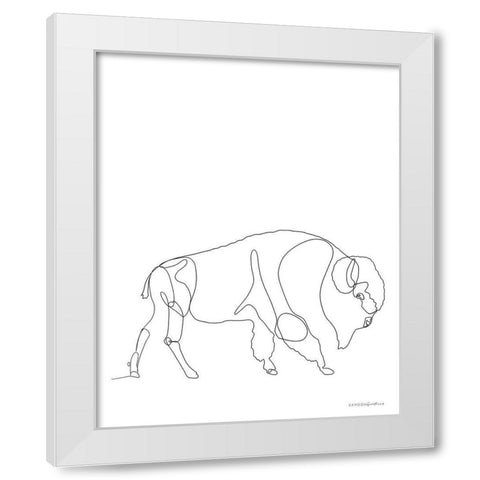Bison White Modern Wood Framed Art Print by Kamdon Kreations