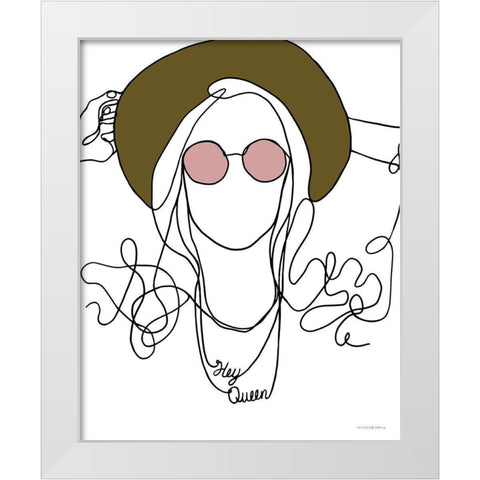 Hey Queen White Modern Wood Framed Art Print by Kamdon Kreations