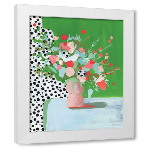Bird Song in Spring White Modern Wood Framed Art Print by Kamdon Kreations
