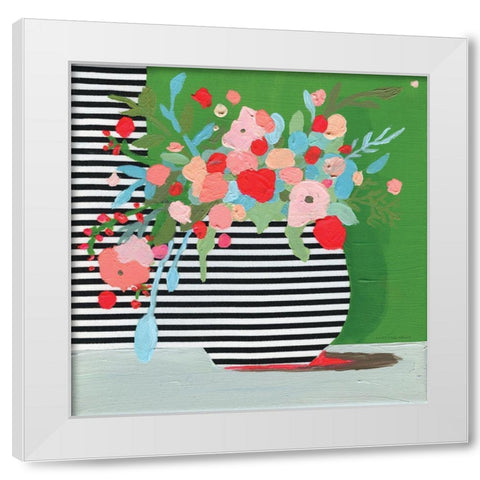 Flowers Arent Lines White Modern Wood Framed Art Print by Kamdon Kreations
