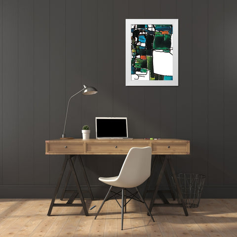 A Little Bit Mod White Modern Wood Framed Art Print by Kamdon Kreations