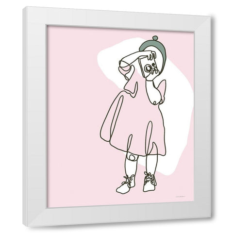 Toddler and Camera White Modern Wood Framed Art Print by Kamdon Kreations