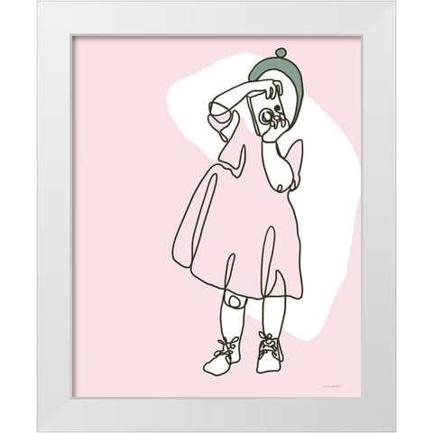 Toddler and Camera White Modern Wood Framed Art Print by Kamdon Kreations