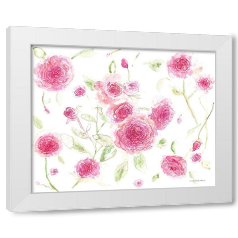 Pink Poises White Modern Wood Framed Art Print by Kamdon Kreations