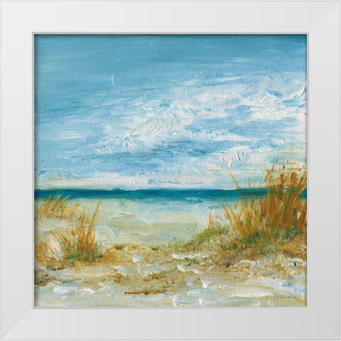 Sea Breeze White Modern Wood Framed Art Print by Kamdon Kreations