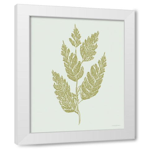 Spring Sprig White Modern Wood Framed Art Print by Kamdon Kreations