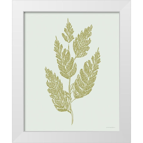 Spring Sprig White Modern Wood Framed Art Print by Kamdon Kreations