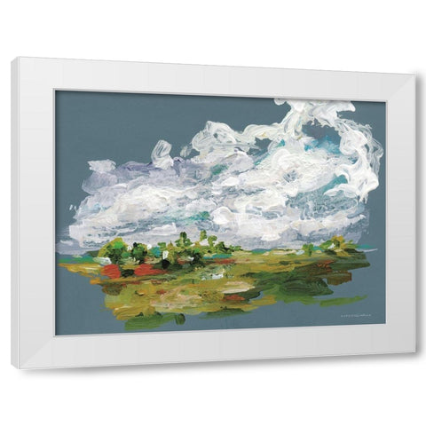Blue Gust White Modern Wood Framed Art Print by Kamdon Kreations